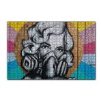 Cakapuzzle Maskeli Kadın Duvar Boyama 120 Parça Ahşap Puzzle