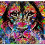 Cakapuzzle Modern Sanat Rekli Boyama Aslan Figür Mdf 500 Parça Puzzle