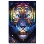 Cakapuzzle Neon Işıklı Detaylarıyla Kaplan Başı Ahşap 1000 Parça Puzzle