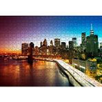 Cakapuzzle New York Manhattan Köprüsü ve Gece Manzarası 120 Parça Ahşap Puzzle