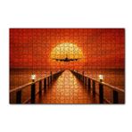 Cakapuzzle Okyanus İskele Günbatımı ve Uçak 120 Parça Ahşap Puzzle