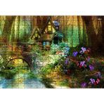 Cakapuzzle Ormandaki Sevimli Kulübe Köprü ve Çiçekler 120 Parça Ahşap Puzzle