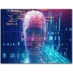 Cakapuzzle Robotik Kadın Yüzü Silüet ve Dijital Semboller Mdf 1000 Parça Puzzle