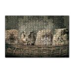 Cakapuzzle Sepetin İçinde Üç Kedi ve Bir Baykuş 120 Parça Ahşap Puzzle
