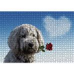 Cakapuzzle Sevimli Köpek Gül Kalp Aşk 120 Parça Ahşap Puzzle