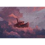 Cakapuzzle Şirin Balıkçı Teknesi ve Mor Pembe Bulutlar 120 Parça Ahşap Puzzle
