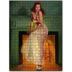 Cakapuzzle Şömine Önünde Beyaz Gecelikli Kadın 255 Parça Ahşap Puzzle
