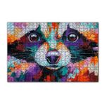 Cakapuzzle Soyut Boyalı Rakun Görseli 120 Parça Ahşap Puzzle