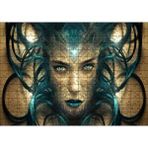 Cakapuzzle Sürrealistik Kadın Yüzü ve Siyah Saçları 120 Parça Ahşap Puzzle