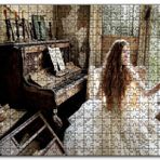 Cakapuzzle Terkedilmiş Ev Piyano ve Beyaz Elbiseli Kız Mdf 1000 Parça Puzzle