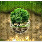 Cakapuzzle Volkanlar Harika Dünya Cam Kasede Ağaç Görseli Mdf 120 Parça Puzzle