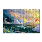 Cakapuzzle Yağlı Boya Resmi Manzara Ve Ay Görseli 120 Parça Ahşap Puzzle