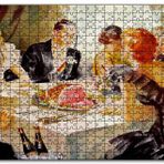 Cakapuzzle Yağlıboya Görünümlü Yemek Masası ve Konuklar Mdf 120 Parça Puzzle