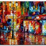 Cakapuzzle Yağmur Mağaza Işıkları Sokak Lambası Yağlıboya Mdf 1000 Parça Puzzle