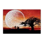 Cakapuzzle Yalnız Ağaç Yeni Evli Çift ve Süper Ay 120 Parça Ahşap Puzzle