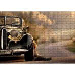 Cakapuzzle Yolda Antika Araba Ve Çocuk Görseli 120 Parça Ahşap Puzzle