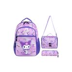 CAKARD Joy’s Kids Mor Kuromi Desenli 3’lü Okul Çanta Seti (Sırt Çantası + Beslenme Çantası + Kalemlik)