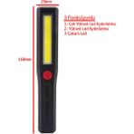 Çakarlı Cob Siyah 3 Fonksiyonlu El Feneri (2li Paket)(Pil Hediyeli!)