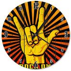 Cakasaat Ahşap Zeminde Rock And Roll Devil's Horn Duvar Saati