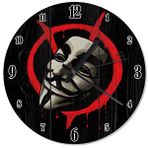 Cakasaat Ahşap Zeminde V For Vendetta Maske Ve İşareti Duvar Saati