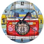 Cakasaat Ahşap Zeminde Volkswagen Route 66 Duvar Saati
