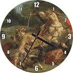 Cakasaat Aslan Avı Eugène Delacroix Sanat Görseli Duvar Saati