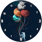 Cakasaat Astronot Balonlar Uzay Görseli Duvar Saati