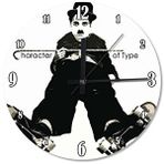 Cakasaat Bastonlu Charlie Chaplin Ahşap Duvar Saati