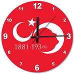 Cakasaat Bayrak , Atatürk Silüeti, Doğum Sonsuzluk Desenli Duvar Saati