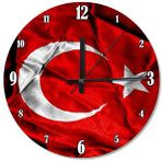 Cakasaat Dalgalanan Türk Bayrağı Dekoratif Duvar Saati