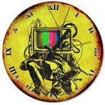 Cakasaat Eski Zeminde Tv Ekranı Kafalı Adam Duvar Saati
