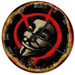 Cakasaat Eski Zeminde V For Vendetta Maske Ve İşareti Duvar Saati