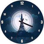 Cakasaat Gece Paris Eyfel Kulesi Çizimi Duvar Saati