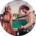 Cakasaat Kırmızı Puantiyeli Elbiseli Kız Ve Aşığı Görseli Duvar Saati