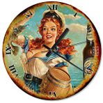 Cakasaat Retro Balıkçı Kız Desenli Duvar Saati