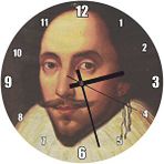 Cakasaat William Shakespeare Portresi İpli Küpesi Duvar Saati Çok Renkli