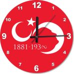 Cakasepetim Bayrak , Atatürk Silüeti, Doğum Sonsuzluk Desenli Duvar Saati - 50 x 50 cm