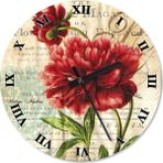 Cakasepetim Kırmızı Çiçek Dekoratif Duvar Saati 30 X 30 Cm