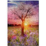Cakatablo Ağaç Kadın Bahar Çiçekleri 1000 Parça Puzzle Yapboz MDF Ahşap