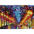 Cakatablo Ağaçlı Yol ve Şemsiyeli Adam Yağlı Boya 1000 Parça Puzzle Yapboz MDF Ahşap
