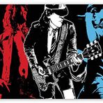 Cakatablo Ahşap Tablo AC DC Rock Grubu Üç Renk İllüstrasyon