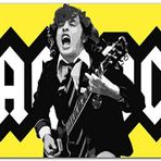 Cakatablo Ahşap Tablo ACDC Angus Young Sarı Zemin