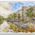 Cakatablo Ahşap Tablo Amsterdam Suluboya Resim
