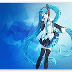 Cakatablo Ahşap Tablo Anime Kız ve Mavi Polygonal Şekiller