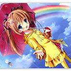 Cakatablo Ahşap Tablo Anime Şemsiyeli Küçük Kız ve Gökkuşağı