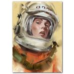 Cakatablo Ahşap Tablo Astronot Kıyafetli Genç Kadın