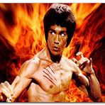 Cakatablo Ahşap Tablo Bruce Lee Kungfu Alevler Arasında