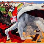 Cakatablo Ahşap Tablo Bullfight Death of the Toreador, 1933 by Picasso