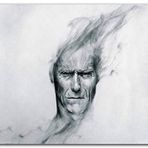 Cakatablo Ahşap Tablo Clint Eastwood Karakalem Resim Çalışması