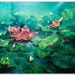 Cakatablo Ahşap Tablo Dev Lotus Yaprakları